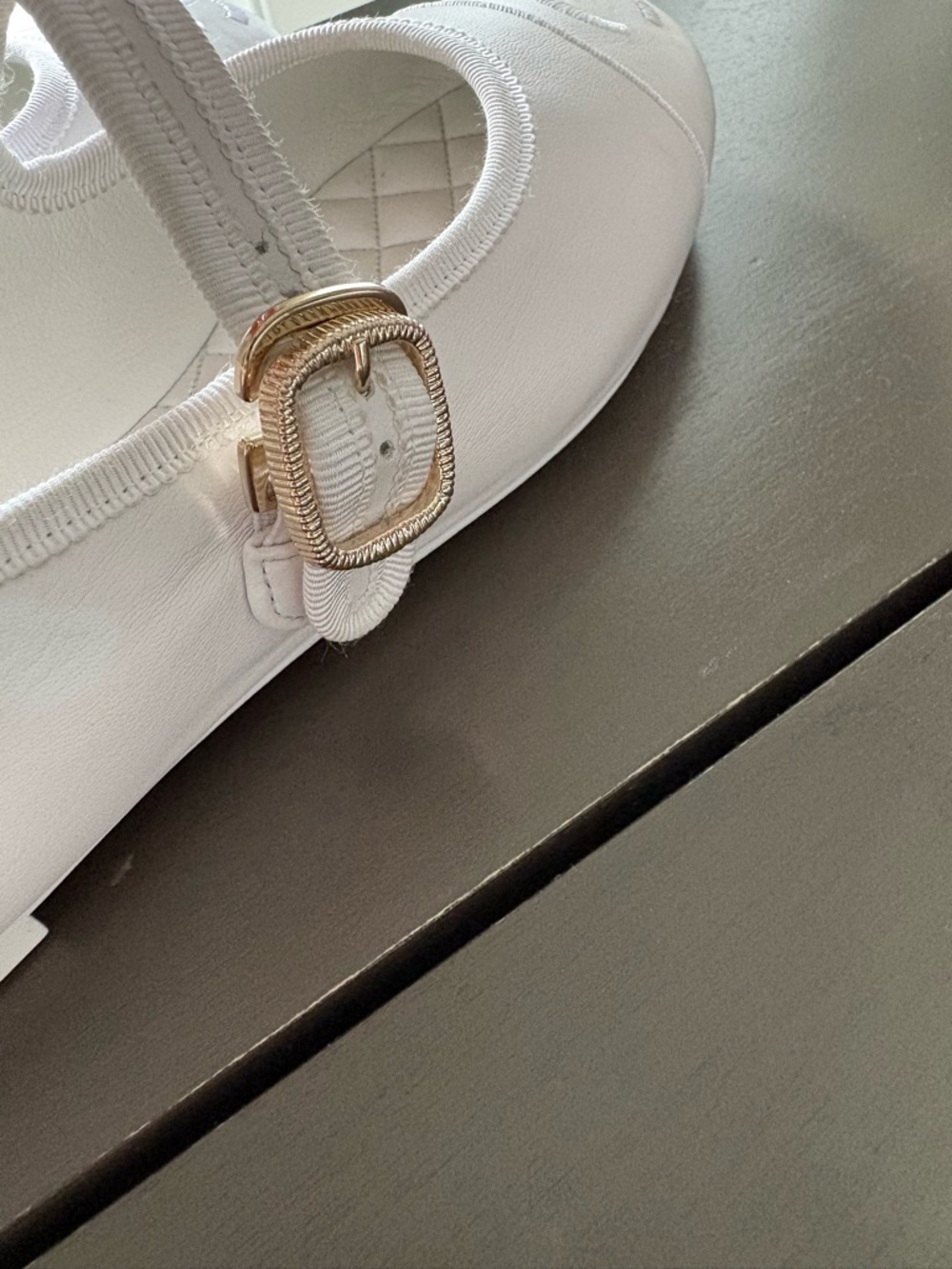 Chanel White Leather  Mary Jane Ballet Flats 38 - Picture 4 of 9